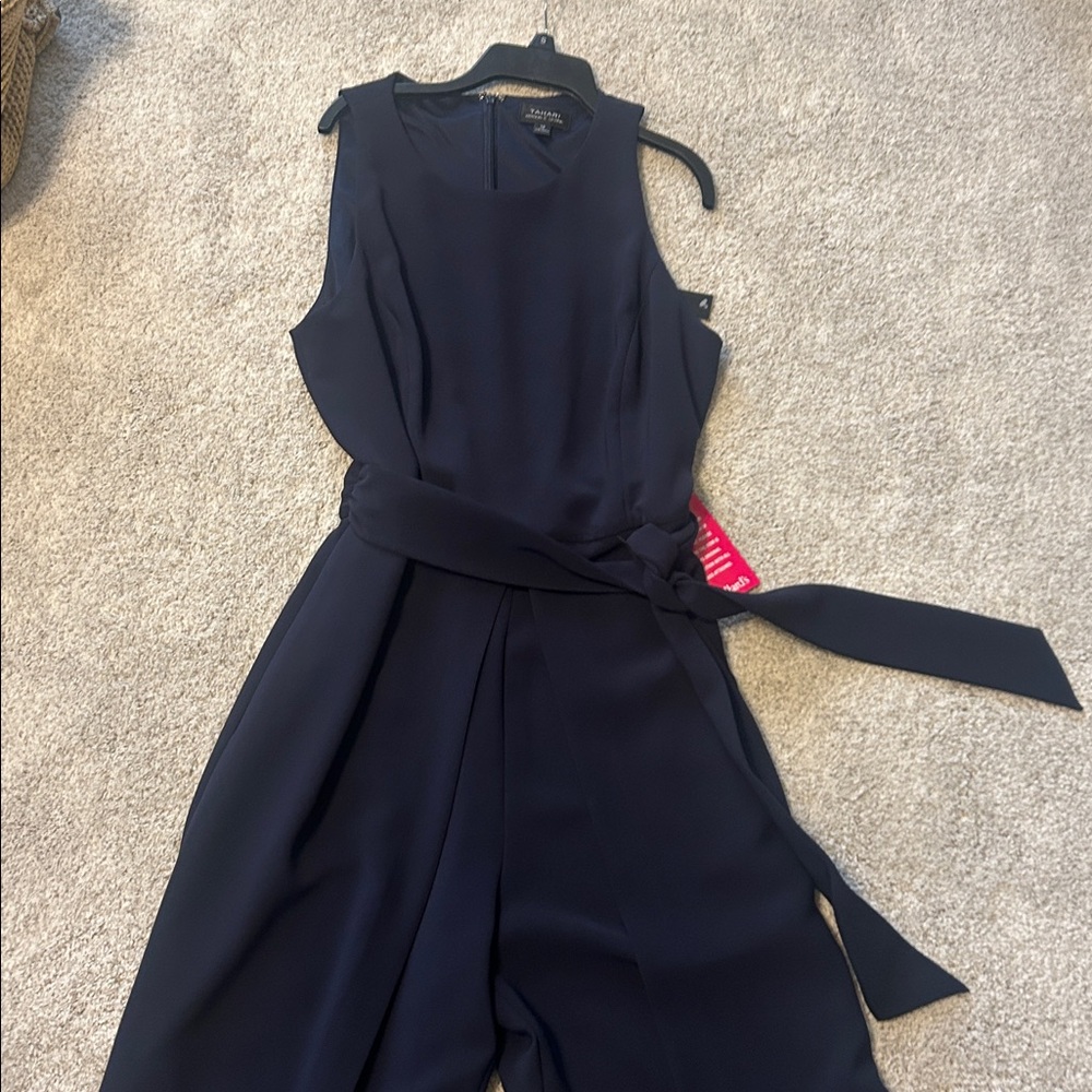 Tahari Midnight Blue Tie-Waist Jumpsuit